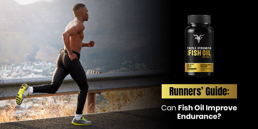 Runner training on road with Bolt Triple Strength Fish Oil supplement bottle – omega-3 benefits for endurance.