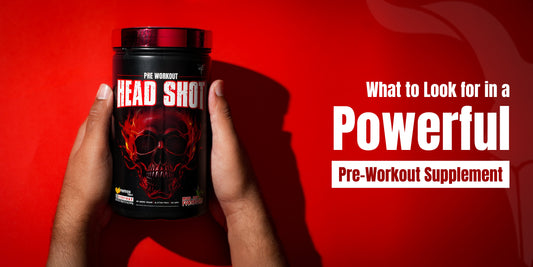 Product Hero Image – Bolt Head Shot Pre-Workout jar with bold design