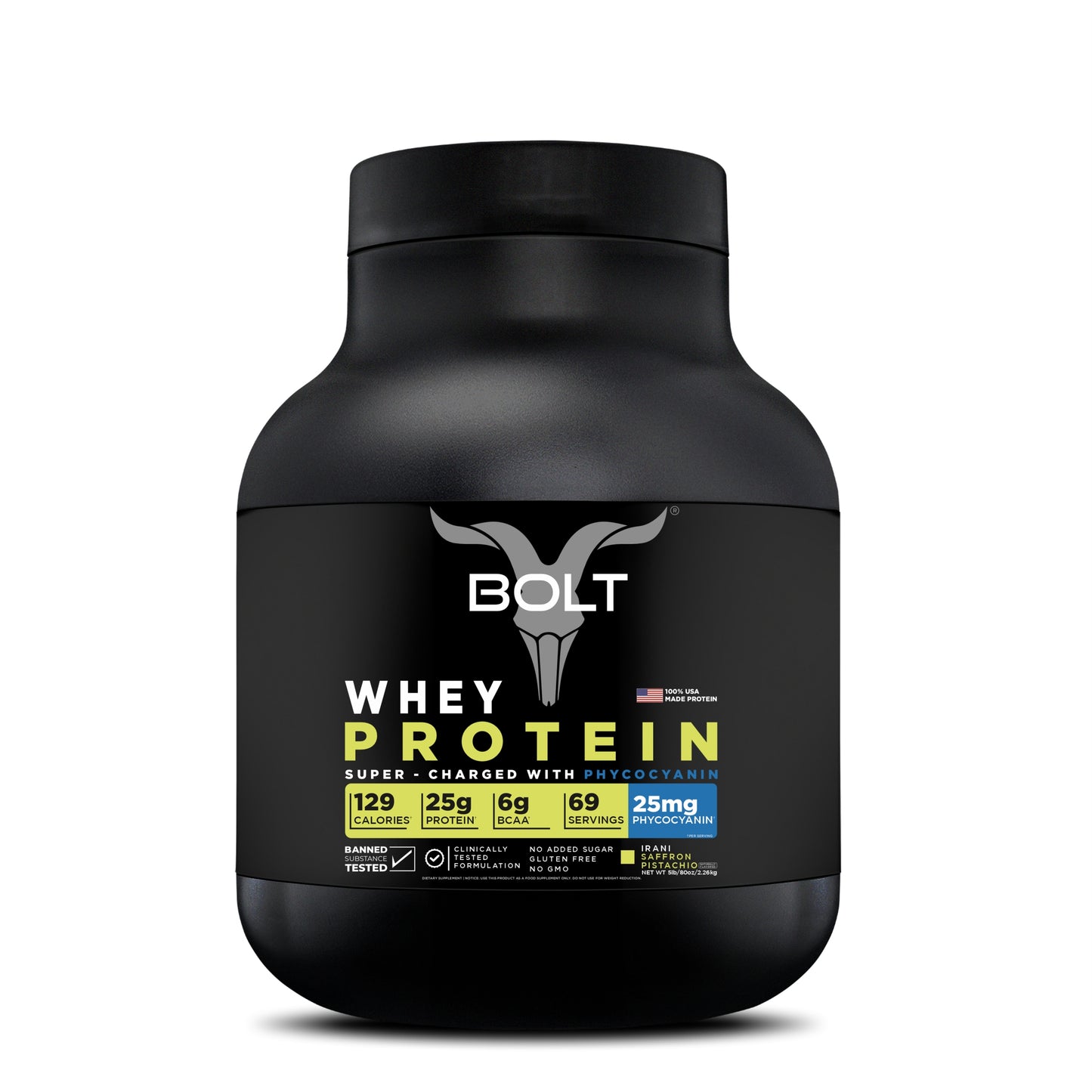 Bolt Whey Protein Powder | With Superfood PHYCOCYANIN | USA Formulation & Origin