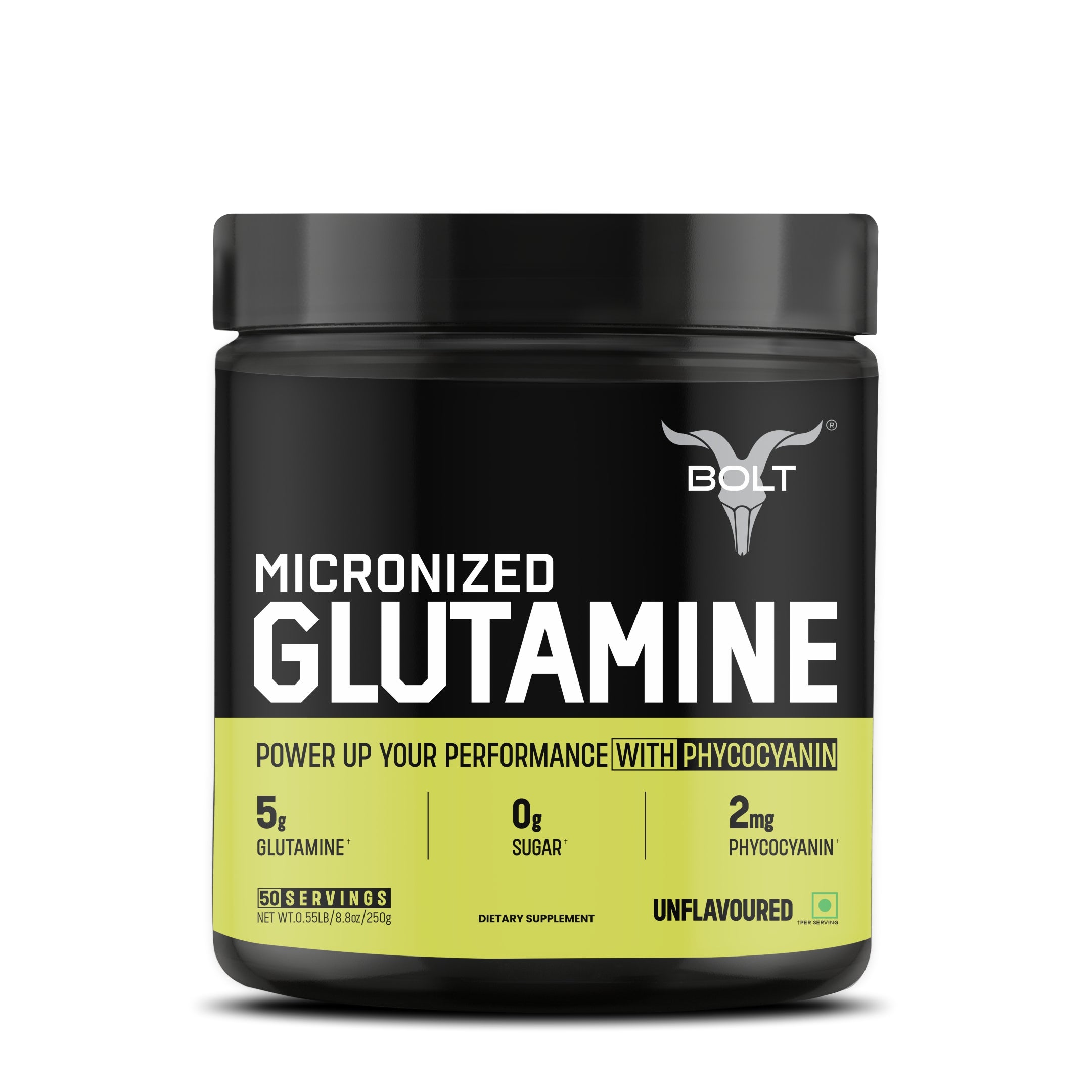 Bolt Micronized L-Glutamine | Enhances Strength, Endurance & Muscle Recovery | Intra & Post Workout Support | Boosts Athletic Performance | USA-Formulated Sports Supplement