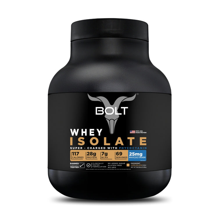 Bolt Whey Isolate Protein | With Superfood PHYCOCYANIN | USA Formulation & Origin |Muscle Building |Bone Strength, Immunity, Healthy Skin, Hair & Nails