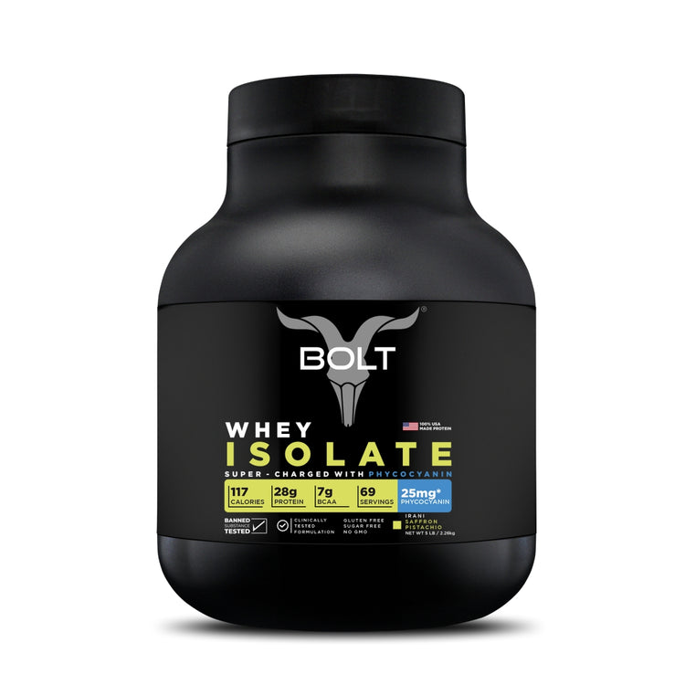 Bolt Whey Isolate Protein | With Superfood PHYCOCYANIN | USA Formulation & Origin |Muscle Building |Bone Strength, Immunity, Healthy Skin, Hair & Nails