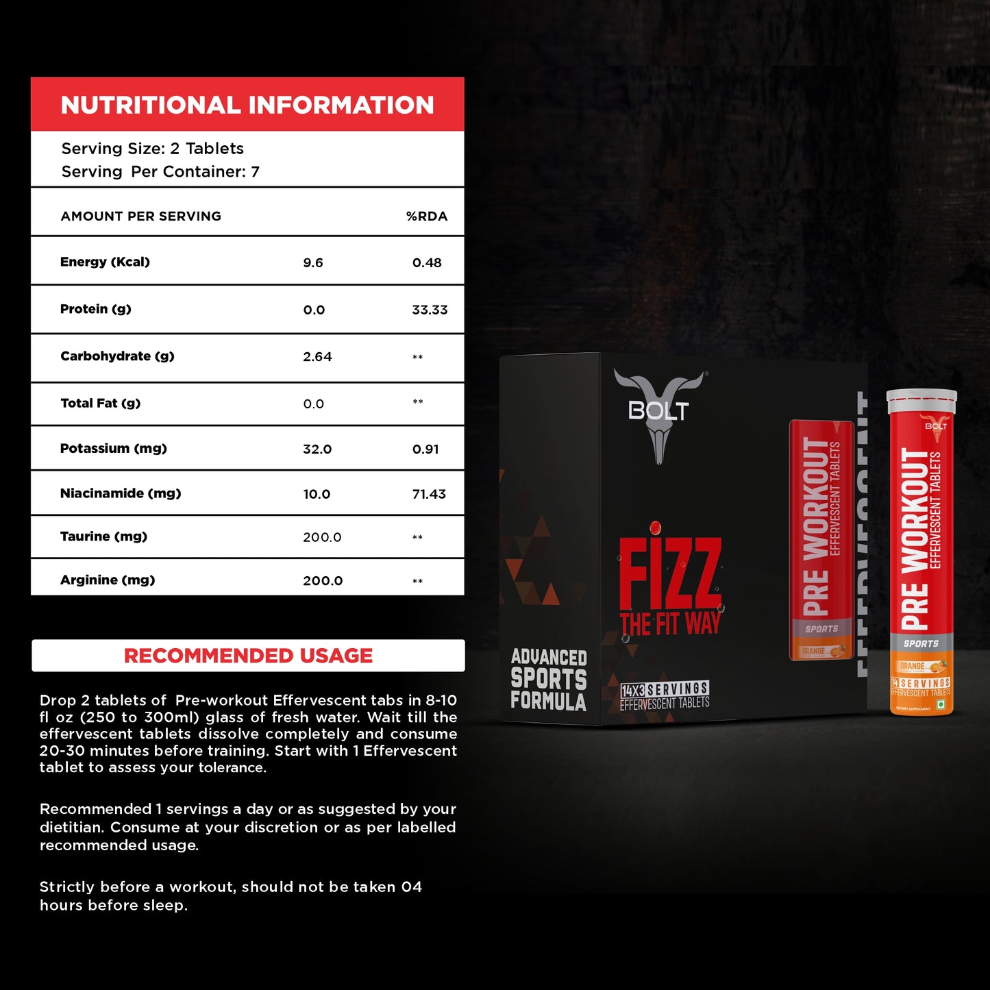 orange tangy, pre workout tablets