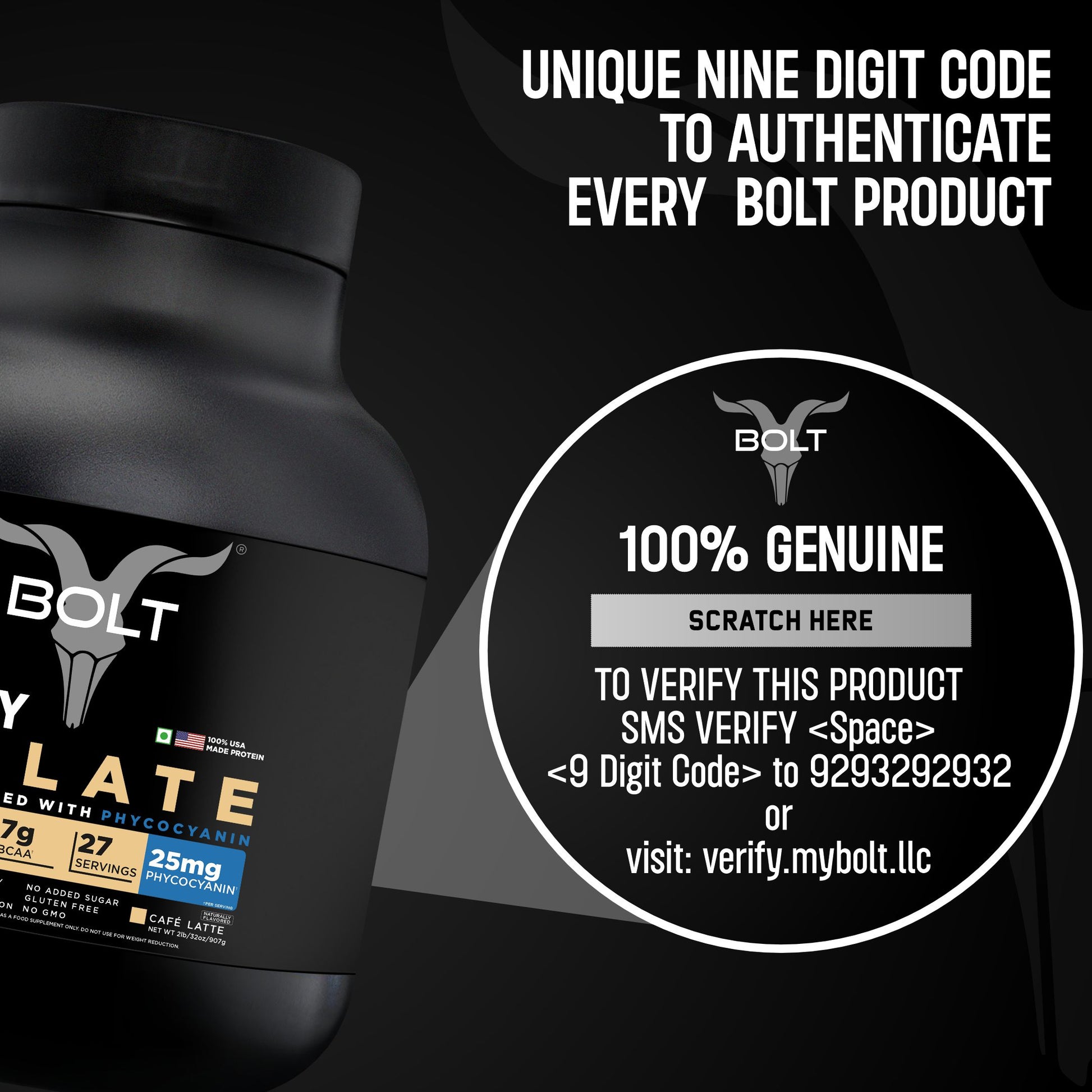 cafe latte, bolt whey isolate