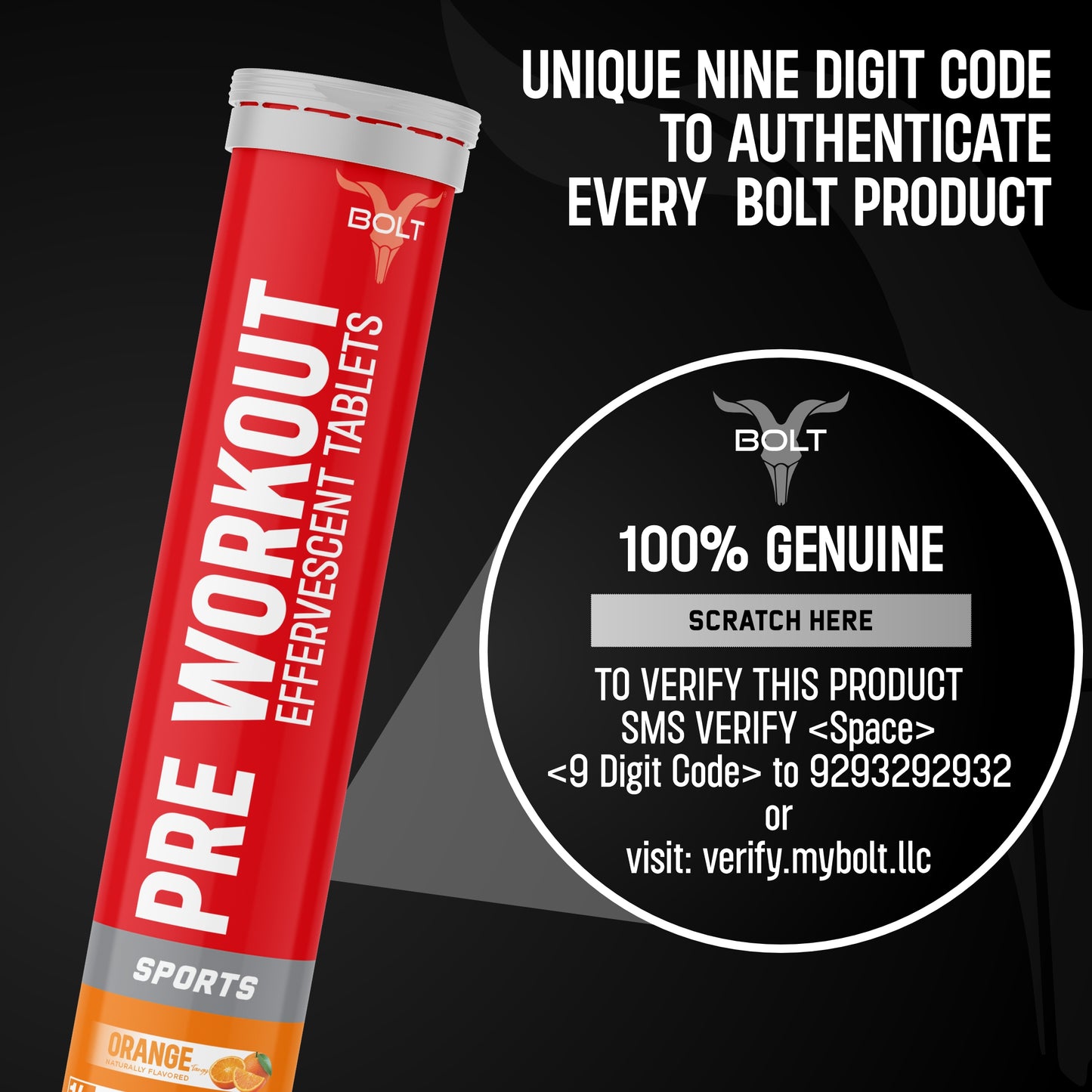 orange tangy, Bolt pre workout tablets