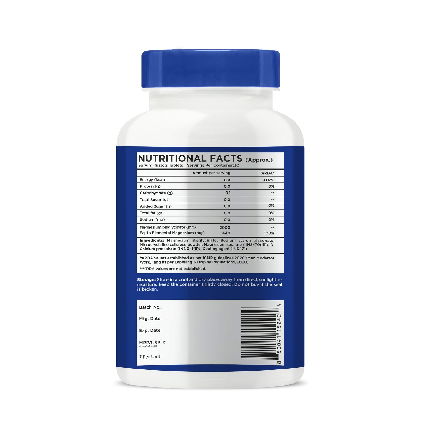 eleone by Bolt Magnesium Glycinate 2000mg (440mg Elemental Magnesium) | For Men & Women | 60 Tablets | High Absorption | Supports Relaxation, Bone, Muscle & Sleep Health