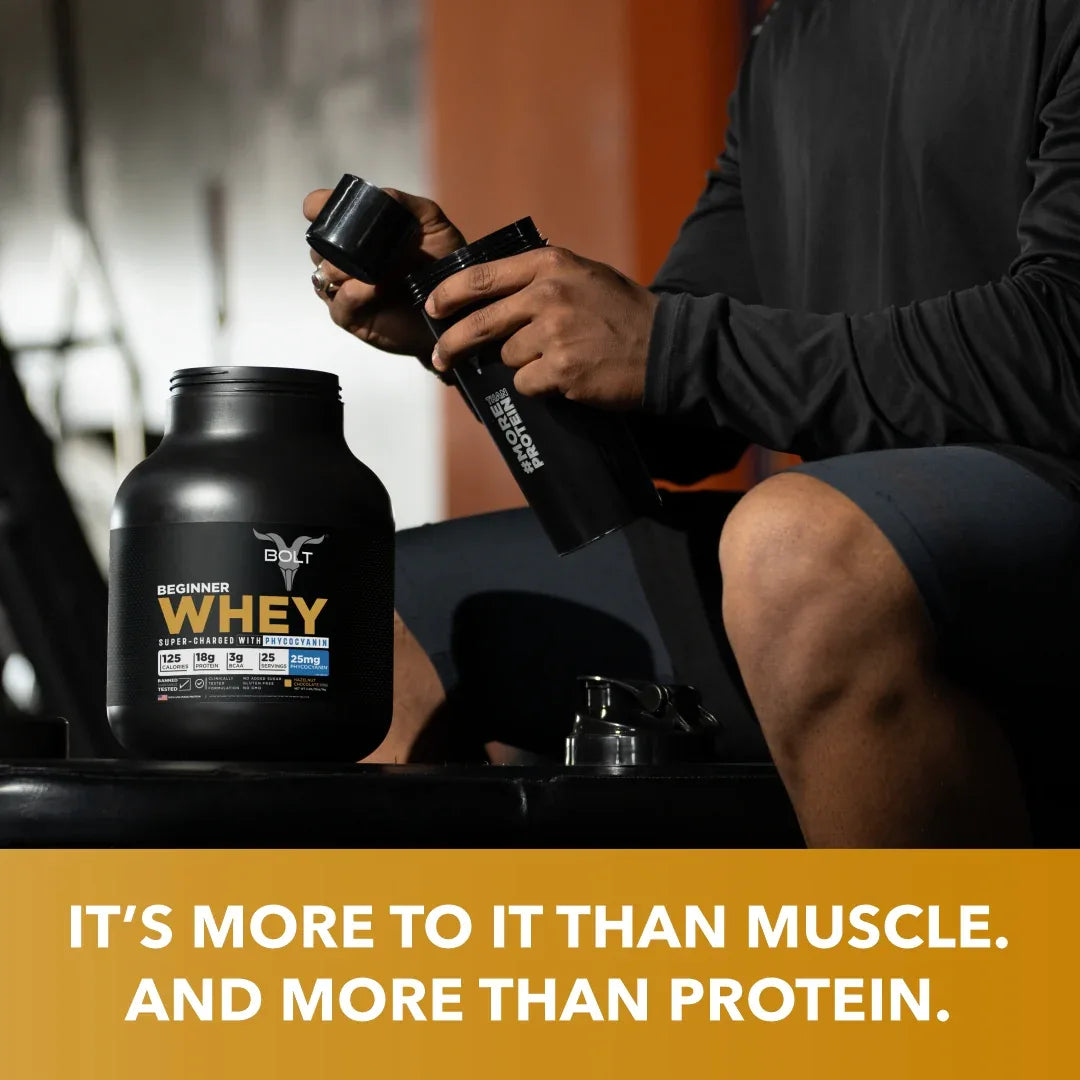 Bolt Beginner Whey Protein | 2LB, 25 Servings | With Superfood PHYCOCYANIN | USA Formulation & Origin - Bolt Nutrition India