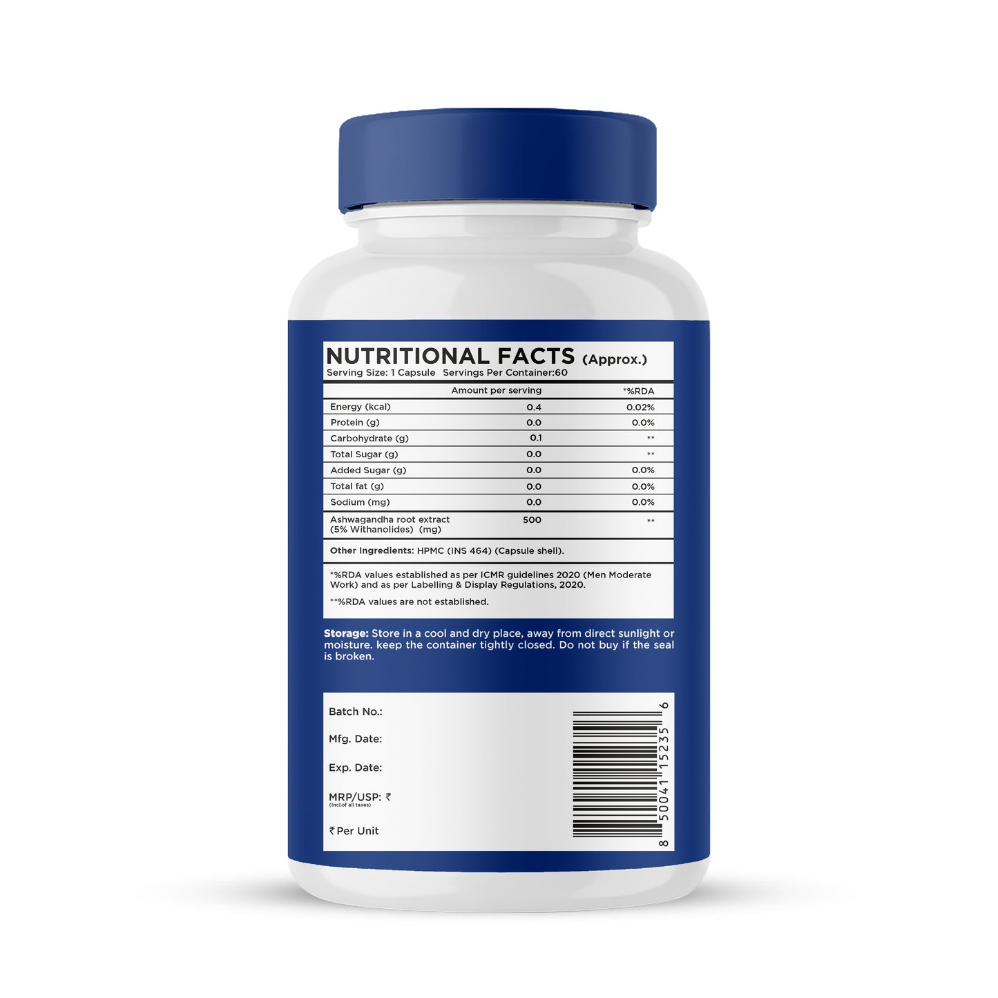 eleone by Bolt Ashwagandha (60 Veg Capsules) | standardized to 5% Withanolides | Support strength & energy