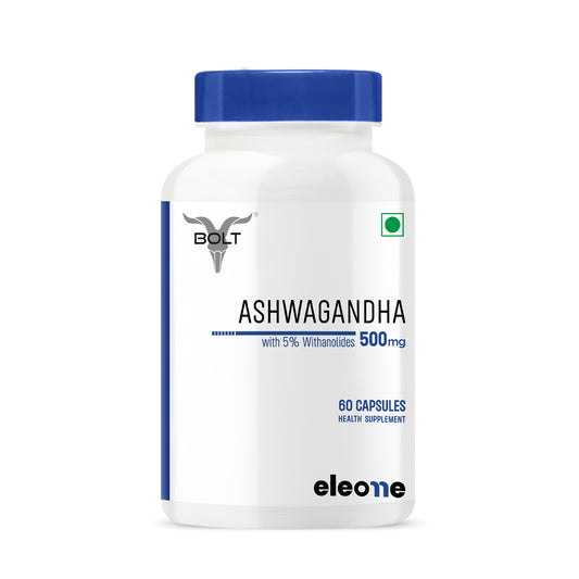 eleone by Bolt Ashwagandha (60 Veg Capsules) | standardized to 5% Withanolides | Support strength & energy Ashwagandha capsules