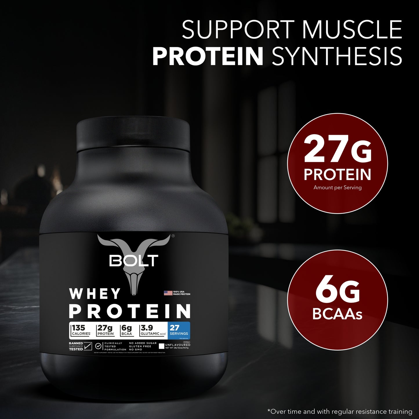 Unflavoured, 2lbs, support muscle protein synthesis, whey protein with High quality protein, whey protein with BCAA