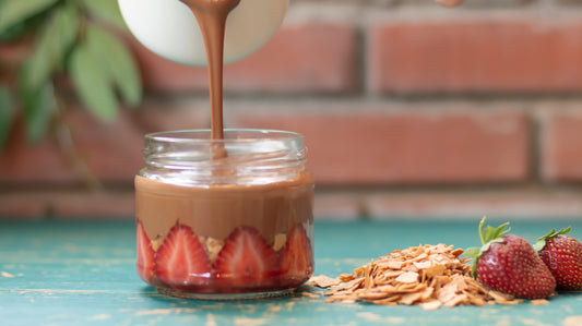 Peanut butter and jelly overnight oats recipe using Biozyme plant protein