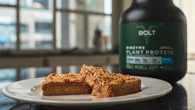Peanut Butter & Jelly sandwich bars using BOLT Biozyme Plant Protein (Madagascar Vanilla)
