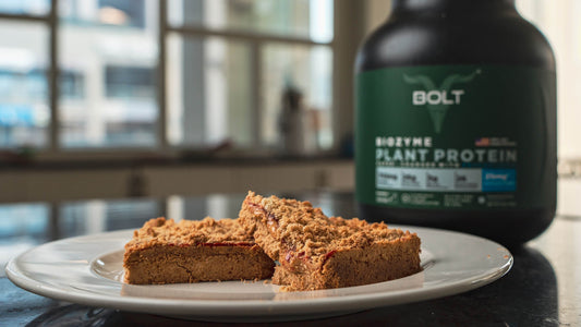 Peanut Butter & Jelly sandwich bars using BOLT Biozyme Plant Protein (Madagascar Vanilla) Recipe