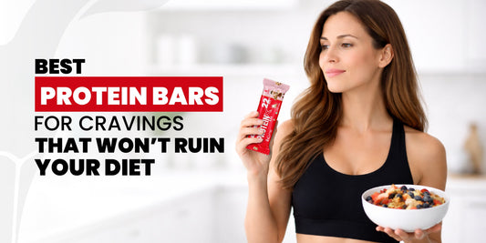 Woman holding protein bar and healthy bowl showing best protein bars for diet and cravings control”
