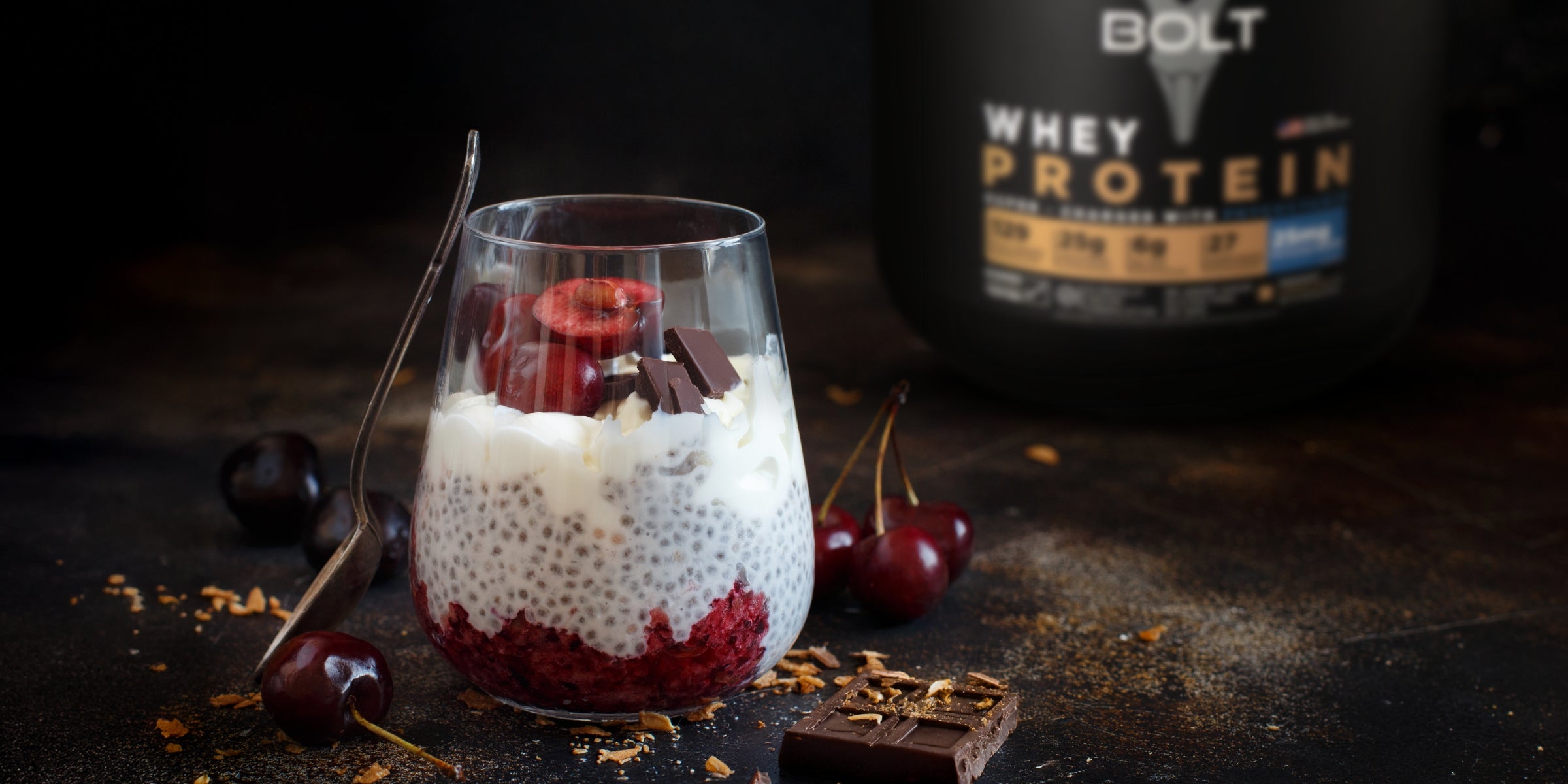 Sweet Cherry Chocolate Chia seed Protein Pudding