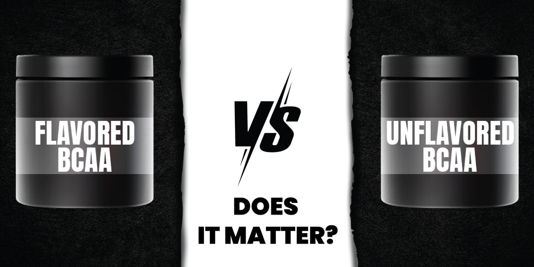 Flavored vs unflavored BCAA comparison showing two supplement jars and fitness choice concept
