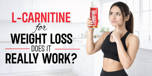 Alt Text: Woman holding liquid L-Carnitine 1100mg bottle for weight loss and fat metabolism support.