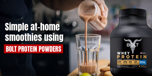 Bolt Whey Protein being used to make a chocolate smoothie at home – simple, healthy, and protein-rich smoothie recipe