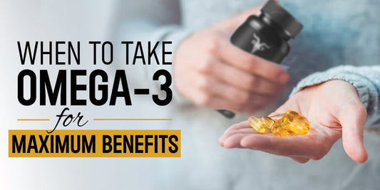Hand holding omega-3 fish oil capsules showing best time to take omega-3 supplement for maximum benefits.