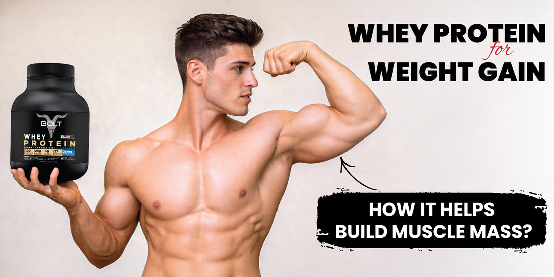 Whey protein for weight gain and muscle building showing lean muscle growth and strength development