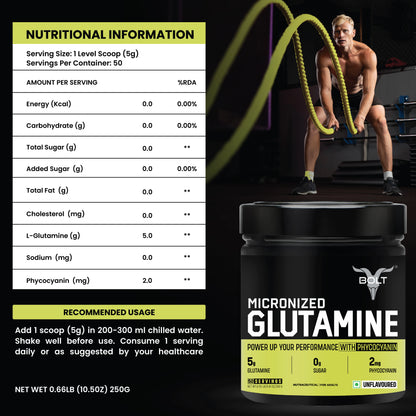 Unflavoured Bolt Micronized Glutamine