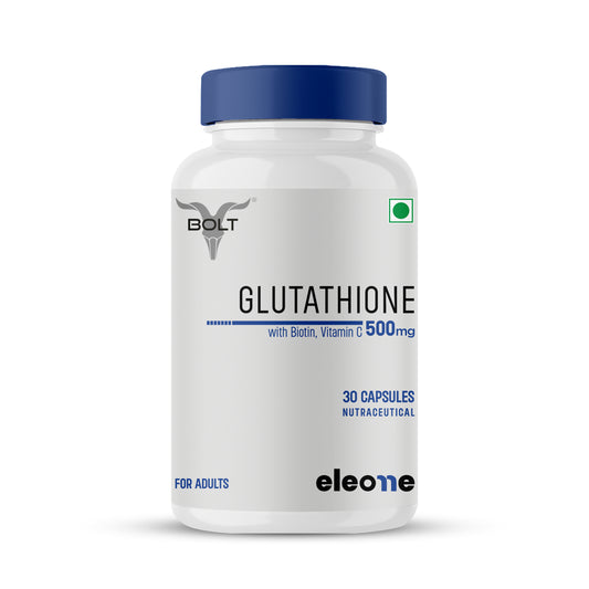 eleone by Bolt Glutathione (30 Veg Capsules) | With Vitamin C & E, Biotin | For Skin Glow and Hydration