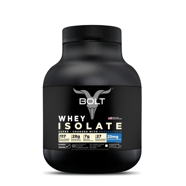 Bolt Whey Isolate Protein | With Superfood PHYCOCYANIN | USA Formulation & Origin |Muscle Building |Bone Strength, Immunity, Healthy Skin, Hair & Nails
