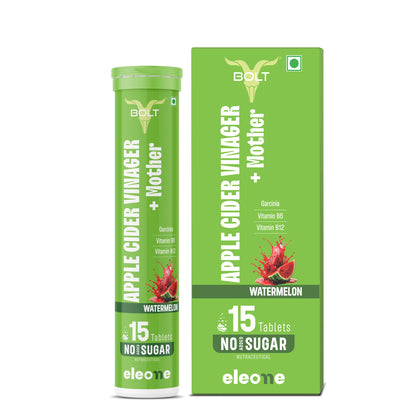 Watermelon_Green packaging of Apple Cider Vinegar + Mother tablets with visible branding on a white background