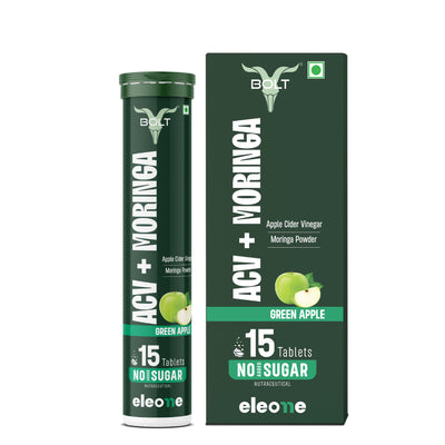 Green apple Bolt by eleone ACV with Moringa tablets