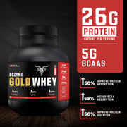 Bolt Bozyme Gold whey | With Superfood PHYCOCYANIN | Isolate Whey Protein Blend | 26g Protein | 5g EAA |  Bozyme (digestive enzyme Blend)| 50% Higher Protein Absorption