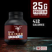 Bolt Mass Gainer with 25mg Phycocyanin, 22g Protein, 70g Carbs & 380 Calories | For Muscle Gainer & Weight Gain Objectives