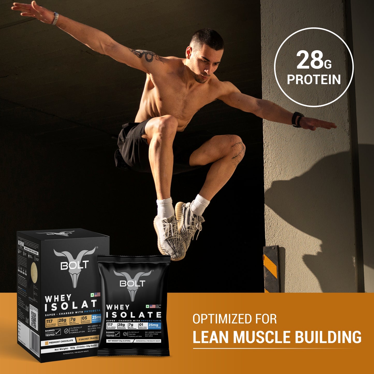 Bolt Whey Isolate Protein Piedmont Chocolate Optimized for lean muscle building 