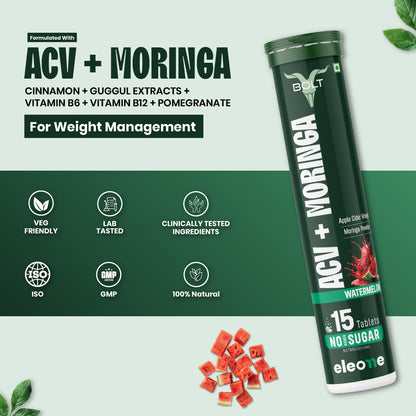 Watermelon Bolt by eleone ACV + Moringa supplement 