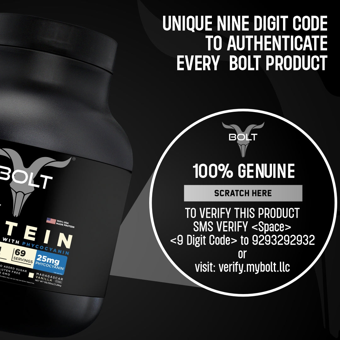 Bolt Whey Protein Powder | With Superfood PHYCOCYANIN | USA Formulation & Origin