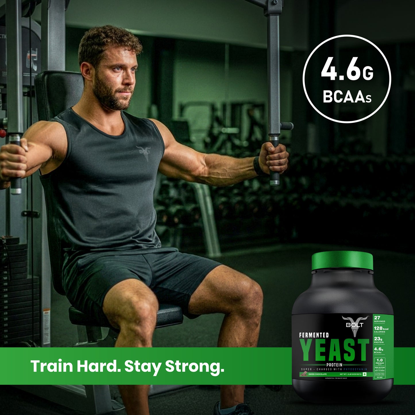 bolt fermented yeast protein with 4.6 BCAAs swiss chocolate