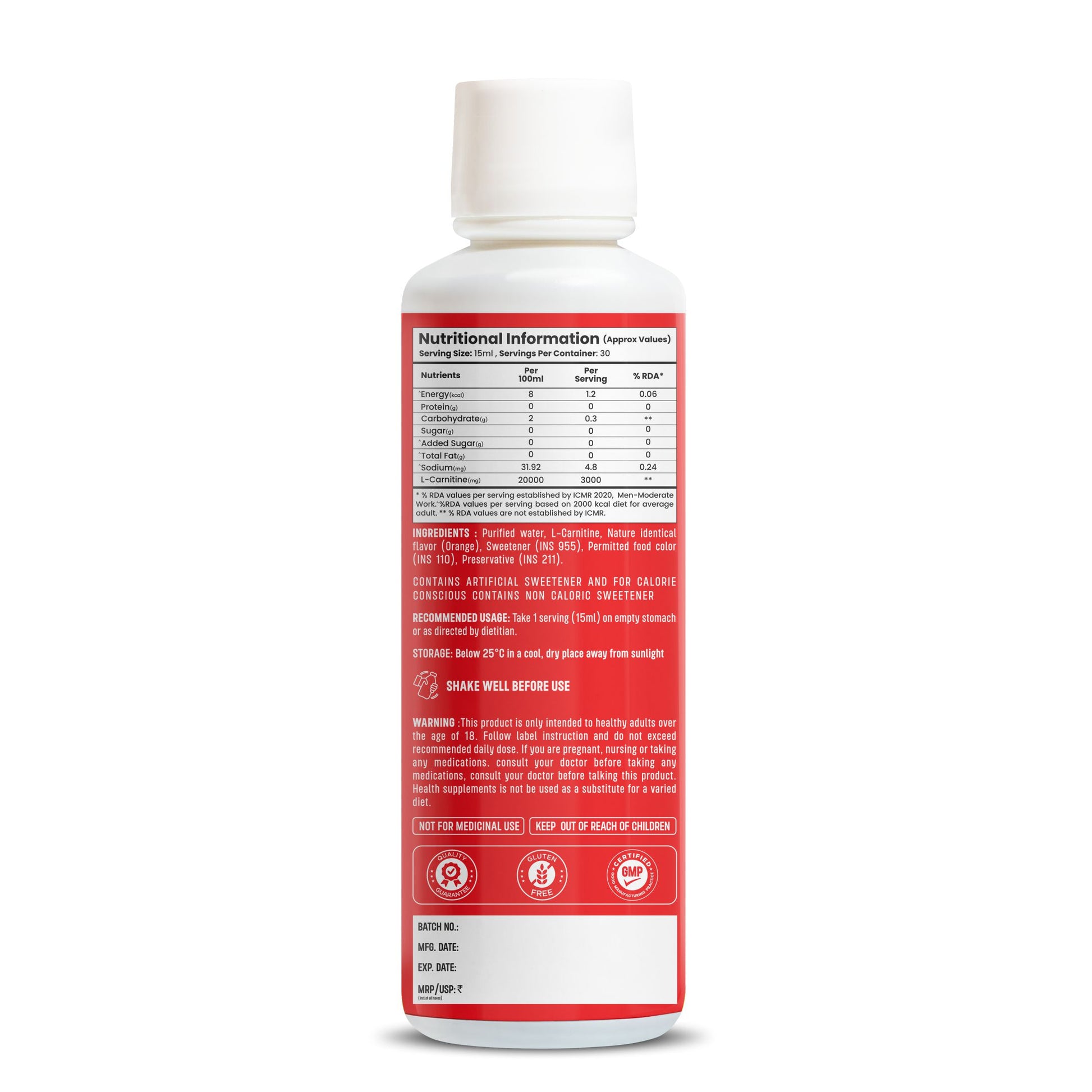 Bolt Liquid L-Carnitine 3000mg