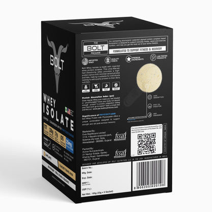 Bolt Whey Isolate Protein 5 Sachet Travel (5x33g) | With Superfood PHYCOCYANIN | USA Formulation & Origin-Dietary Supplements-Bolt Nutrition India-Bolt Nutrition, Cafe Latte