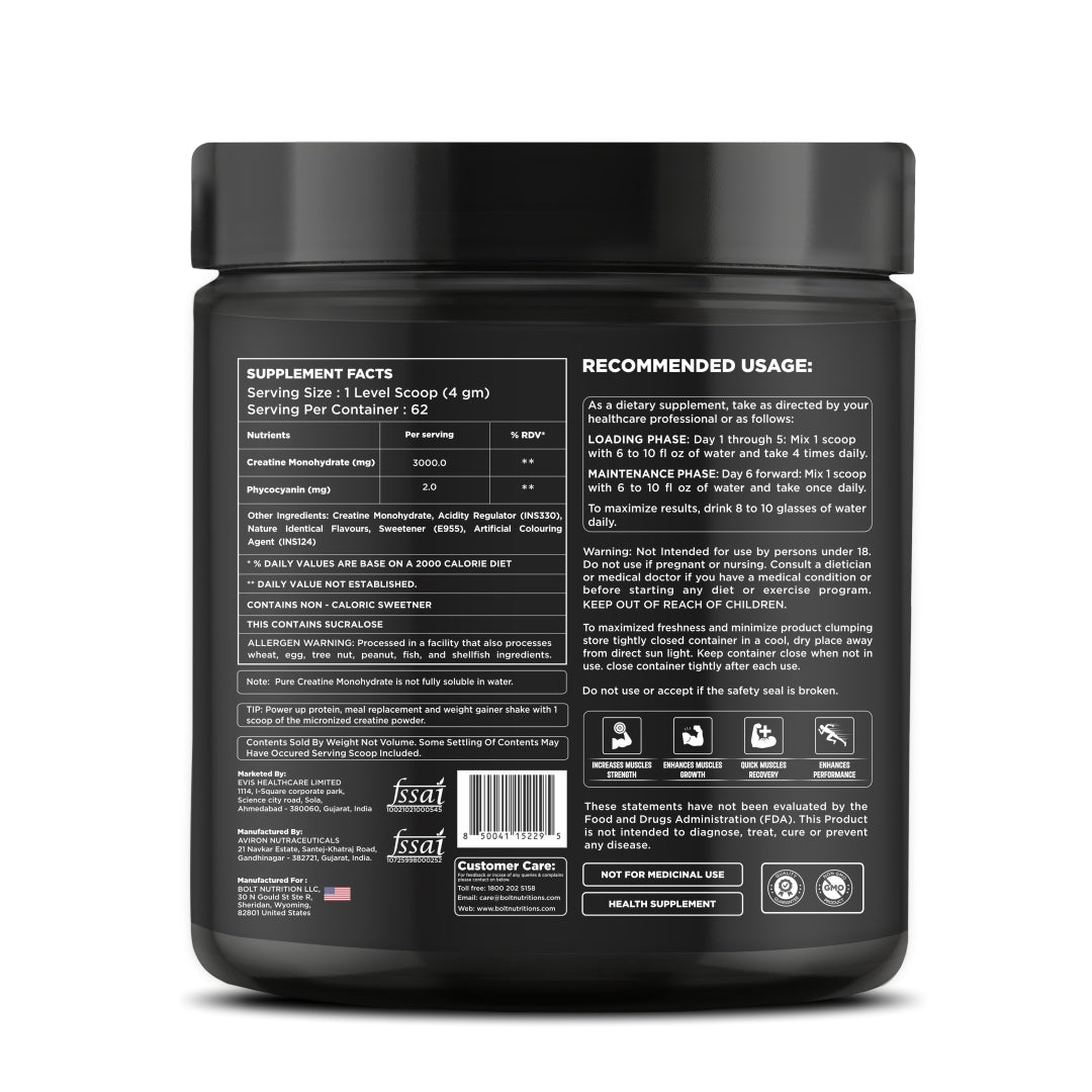  orange Black supplement container with text and labels on a white background