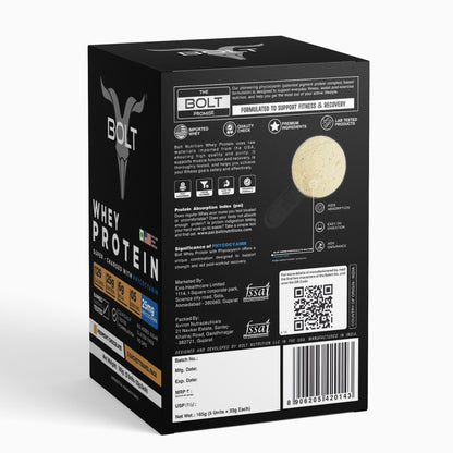 Piedmont chocolate_Black protein powder box with nutritional information on a white background