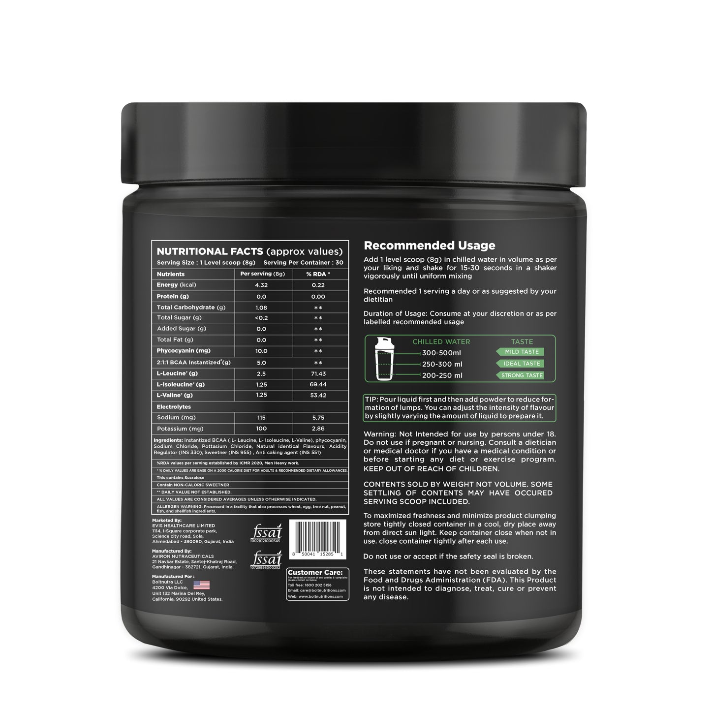 Nutritional Facts BCAA,watermelon