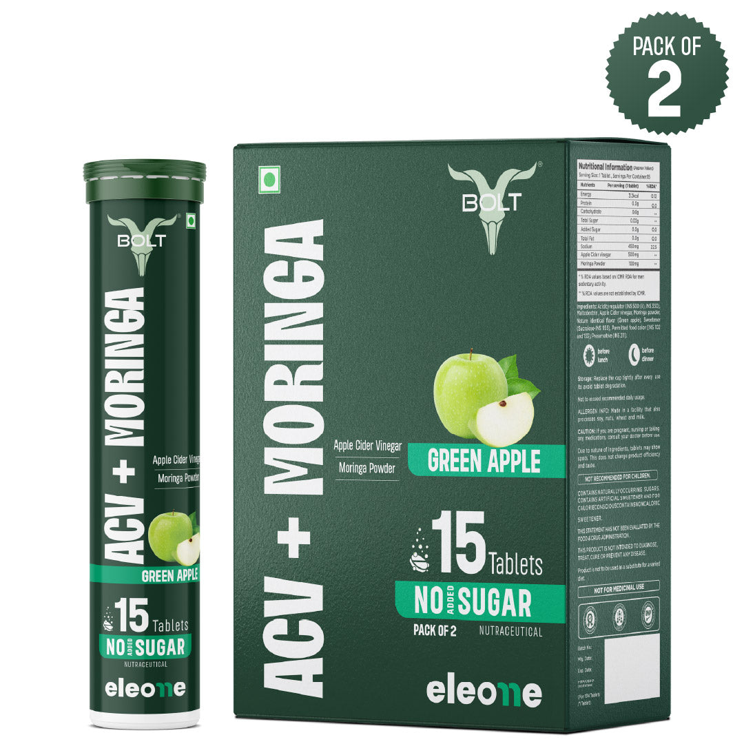 Green apple Bolt by eleone ACV + Moringa supplement 