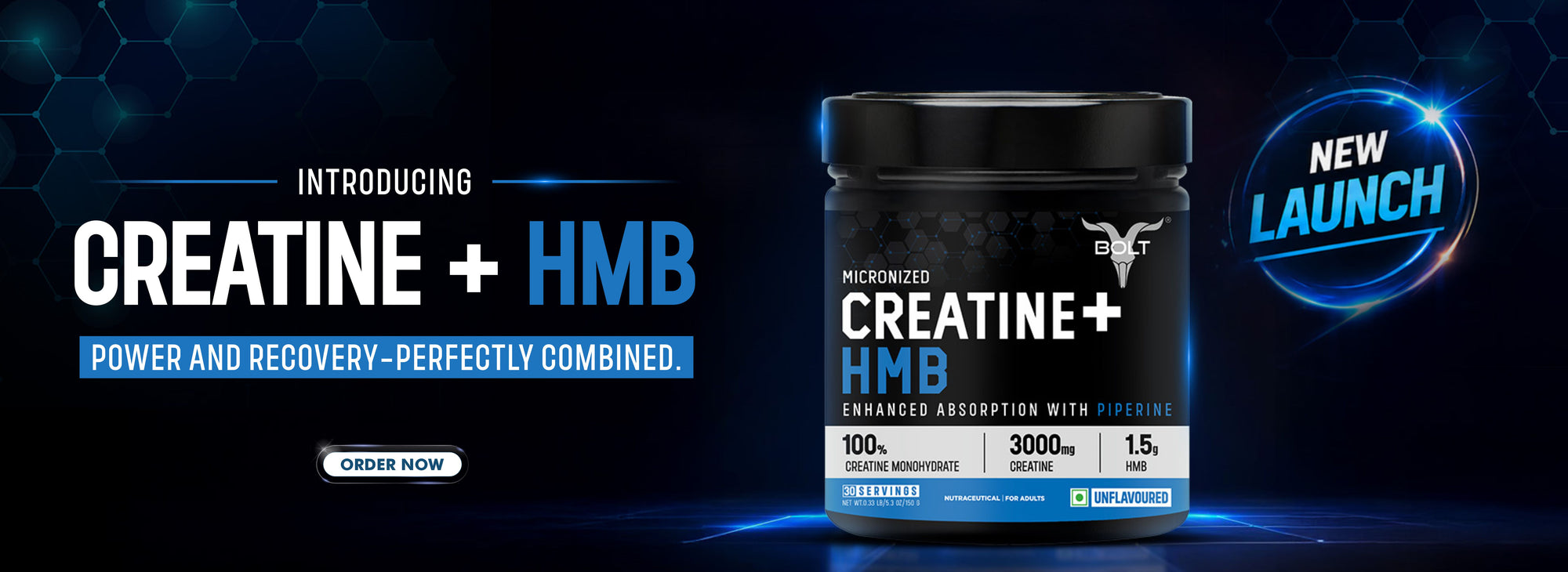 Micronized Creatine HMB by Bolt Nutrition with 100% Unflavored