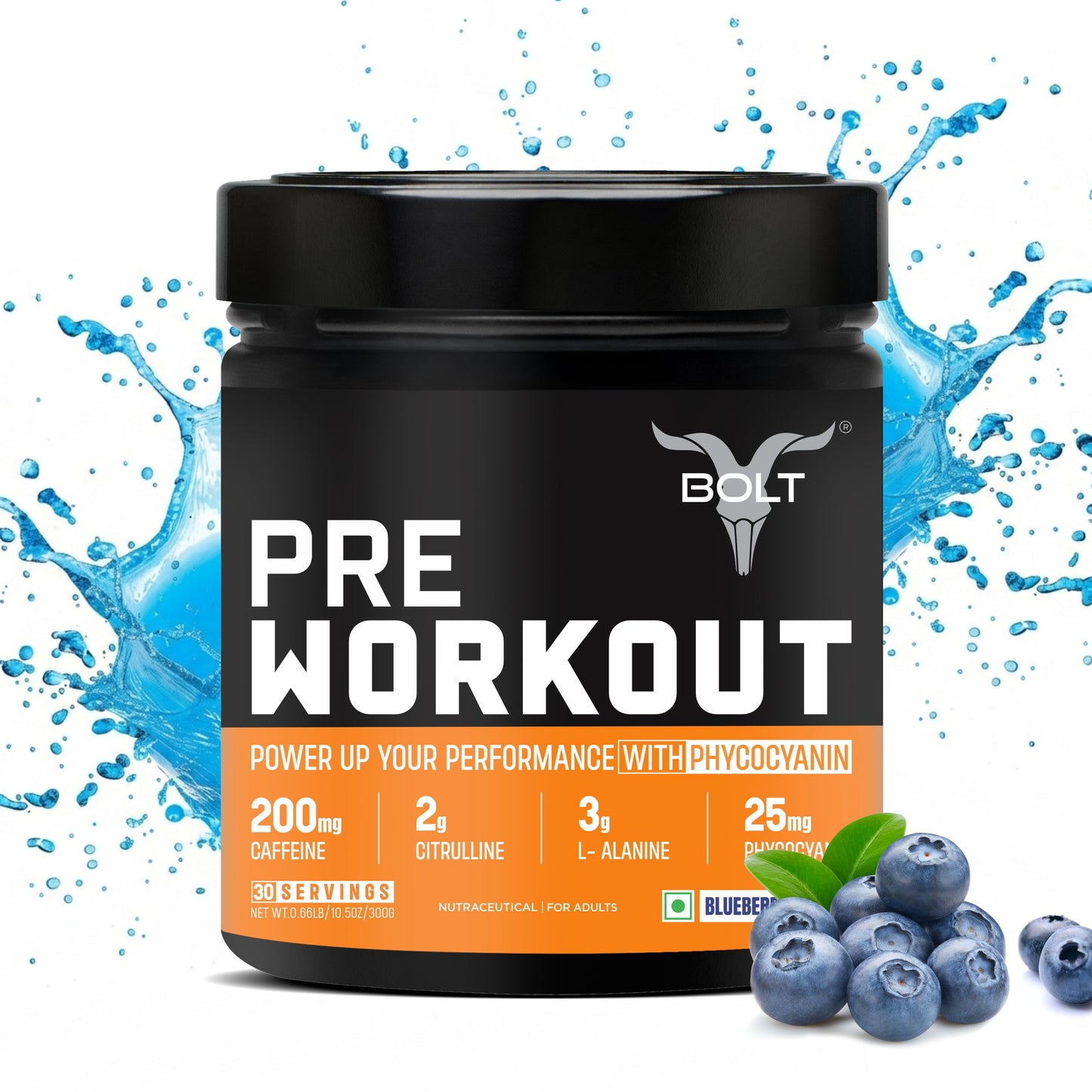 bolt pre workout blueberry flavour