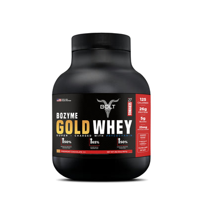 Bolt Bozyme Gold whey, Gold whey protein, Bolt whey protein, best whey protein india , piedmont chocolate