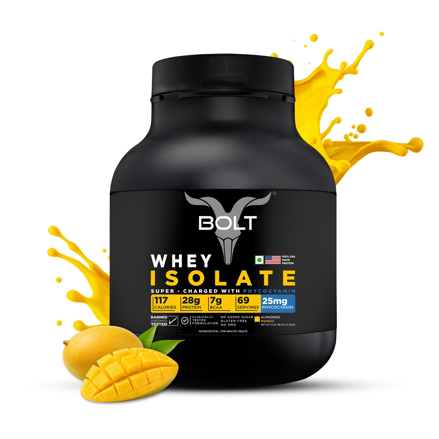 Bolt Whey Isolate Protein Powder | 5LB, 69 Servings