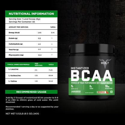 Nutritional Information of Bolt Instantized BCAA,Watermelon