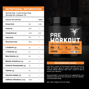 Nutritional information of Bolt pre-workout