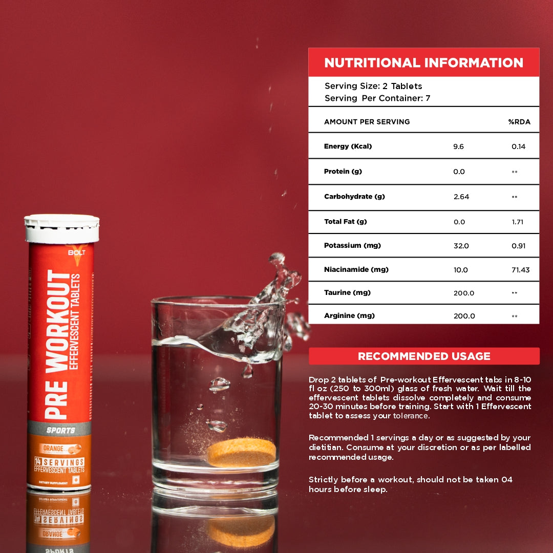 Nutritional information of bolt pre-workout