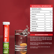 Nutritional information pre-workout tablets