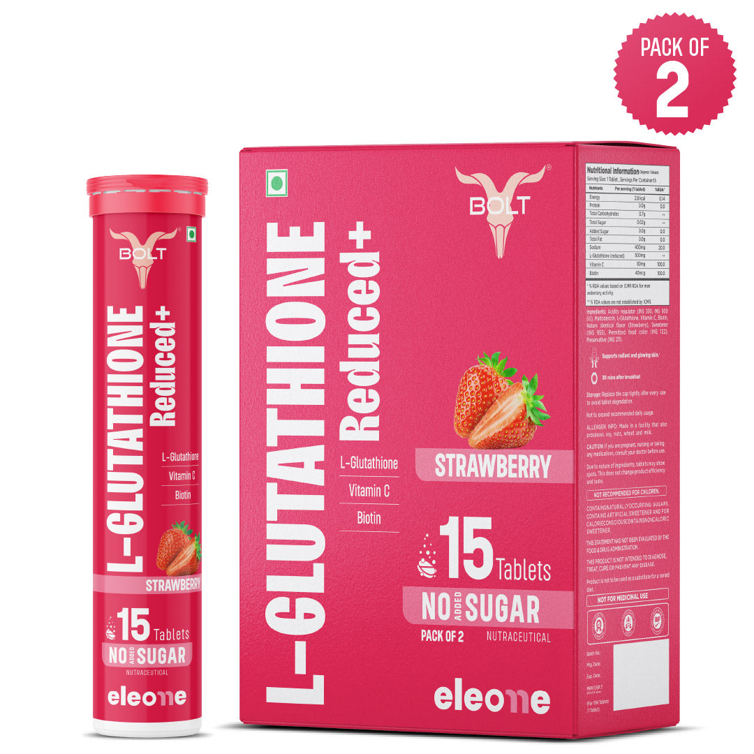Eleone by Bolt Glutathione Effervescent Tablets |30 Tablets with 500mg L-Glutathione & Vitamin C | Sugar-Free Antioxidant Supplement for Skin Glow, Brightening & Detox (Copy)